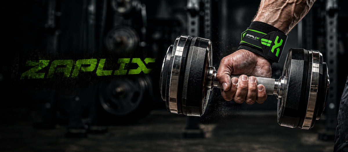 ZAPLIX X-Wrap Elite wrist wrap in lime green with X logo and Built to Perform patch