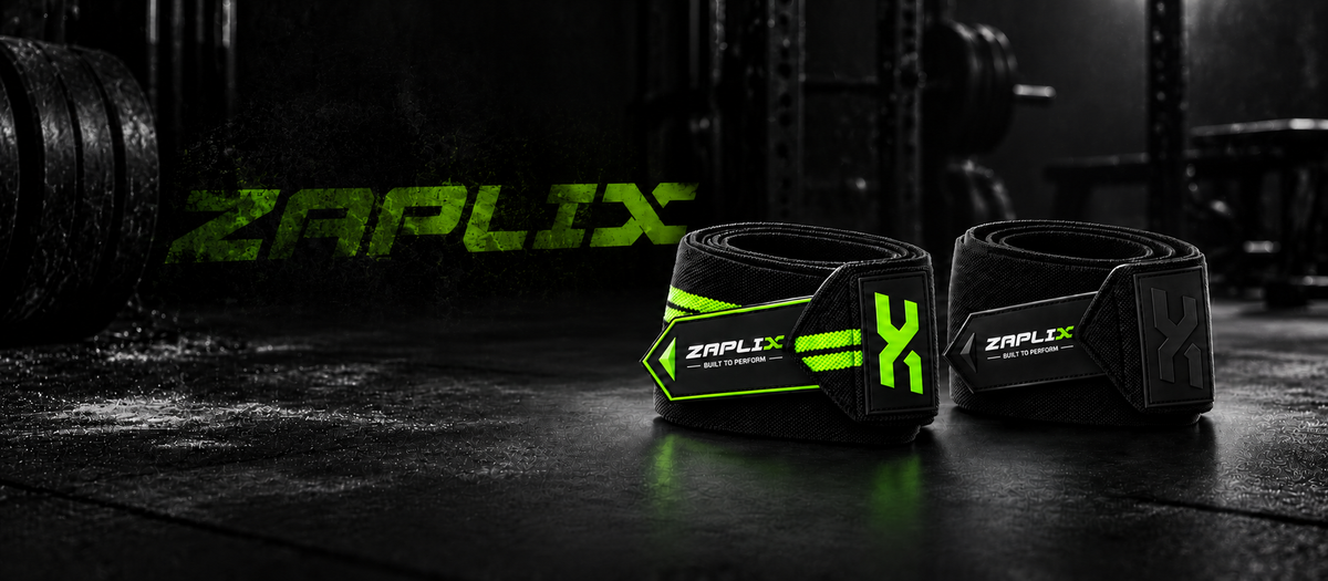 ZAPLIX X-Wrap Elite 18" wrist wraps in matte black and lime green